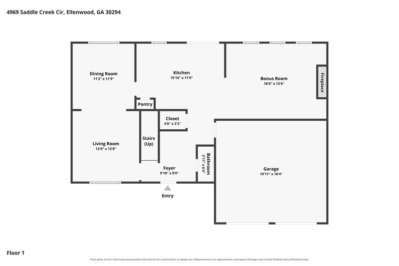 2,185/Mo, 4969 Saddle Creek Circle Ellenwood, GA 30294 Floor Plan View