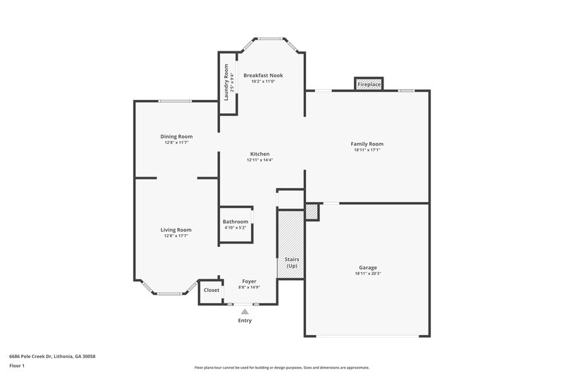 2,090/Mo, 6686 Pole Creek Lithonia, GA 30058 Floor Plan View
