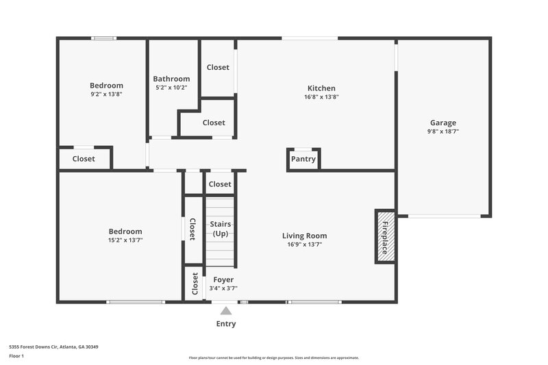 2,100/Mo, 5355 Forest Downs Cir Atlanta, GA 30349 Floor Plan View
