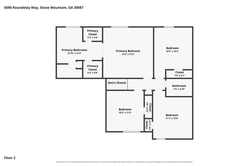 2,365/Mo, 5690 Roundelay Way Stone Mountain, GA 30087 Floor Plan View 2