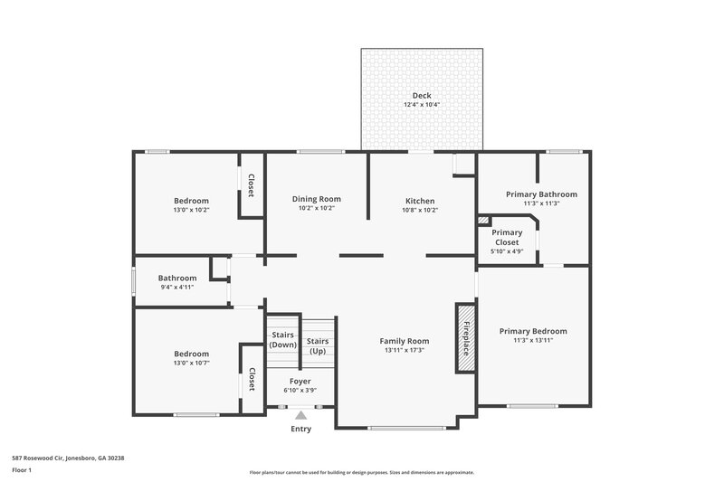 2,000/Mo, 587 Rosewood Cir Jonesboro, GA 30238 Floor Plan View