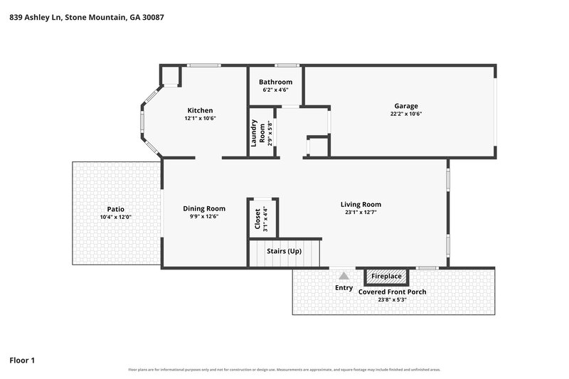 1,885/Mo, 839 Ashley Lane Stone Mountain, GA 30087 Floor Plan View
