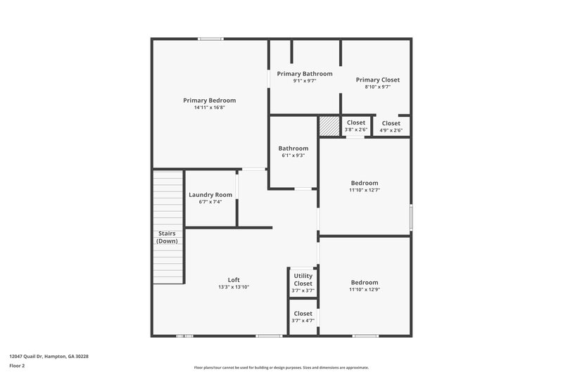 1,880/Mo, 12047 Quail Dr Hampton, GA 30228 Floor Plan View 2
