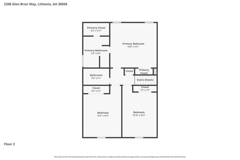 2,135/Mo, 2208 Glen Briar Way Lithonia, GA 30058 Floor Plan View 2