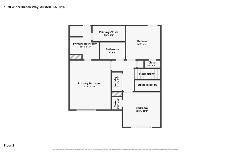 2,040/Mo, 1078 Winterbrook Way Austell, GA 30168 Floor Plan View 2
