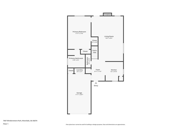 1,885/Mo, 7567 Winderemere Park Riverdale, GA 30274 Floor Plan View