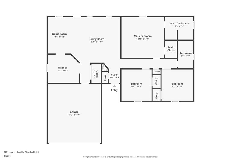 2,250/Mo, 757 Newport Dr Villa Rica, GA 30180 Floor Plan View