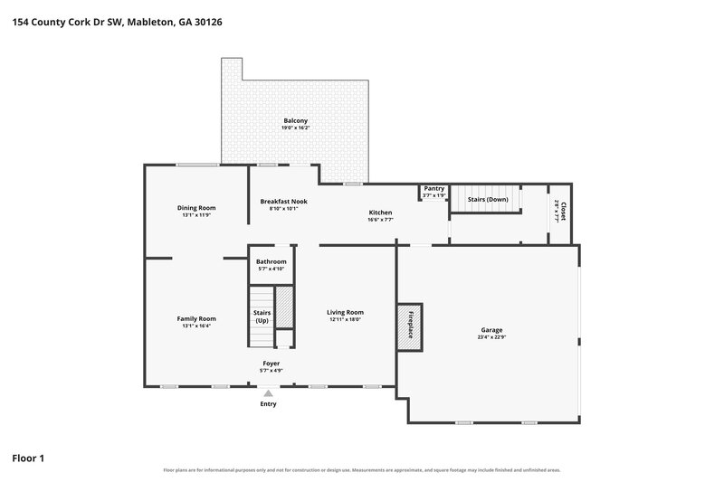 2,195/Mo, 154 County Cork Drive Mableton, GA 30126 Floor Plan View