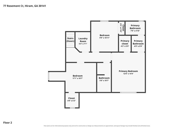 1,890/Mo, 77 Rosemont Court Hiram, GA 30141 Floor Plan View