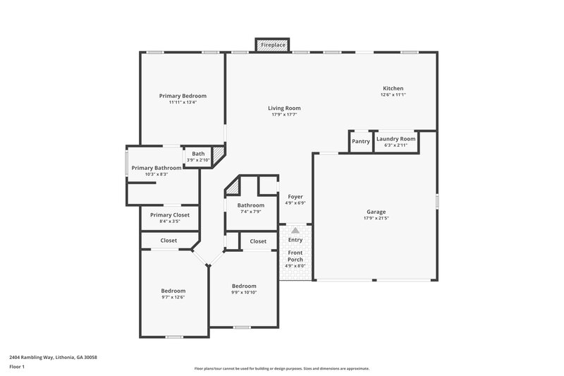1,760/Mo, 2404 Rambling Way Lithonia, GA 30058 Floor Plan View