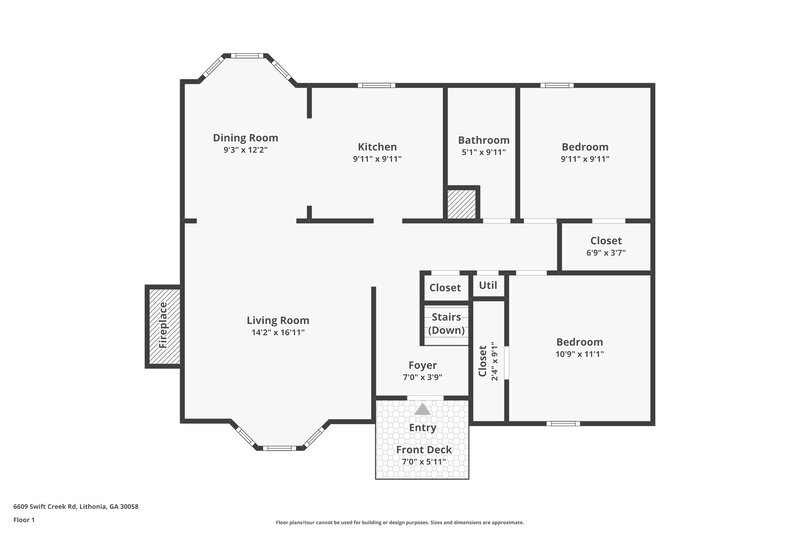 1,910/Mo, 6609 Swift Creek Rd Lithonia, GA 30058 Floor Plan View 2