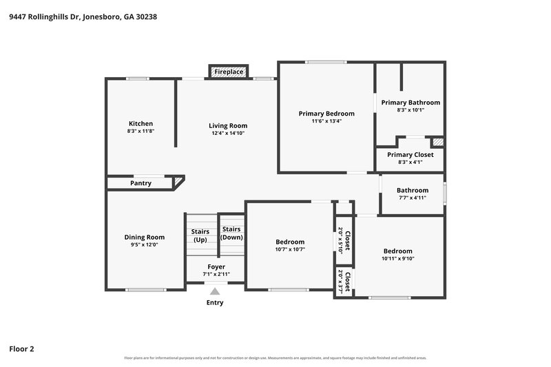 2,020/Mo, 9447 Rollinghills Dr Jonesboro, GA 30238 Floor Plan View 2