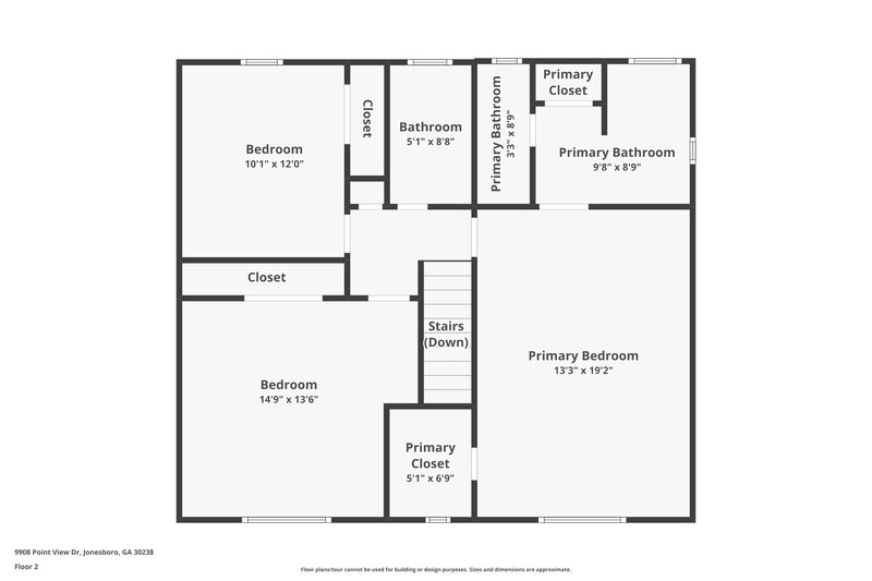 1,885/Mo, 9908 Point View Dr Jonesboro, GA 30238 Floor Plan View 2