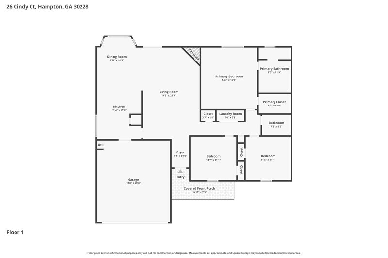1,820/Mo, 26 Cindy Ct Hampton, GA 30228 Floor Plan View