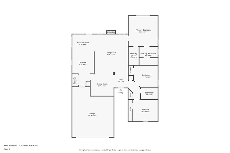 1,825/Mo, 1427 Isleworth Cir College Park, GA 30349 Floor Plan View