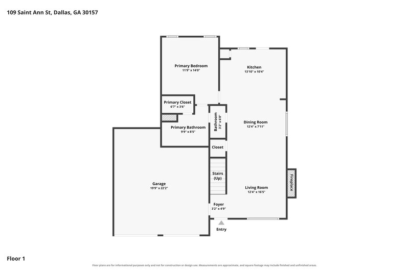 1,795/Mo, 109 St Ann St Dallas, GA 30157 Floor Plan View