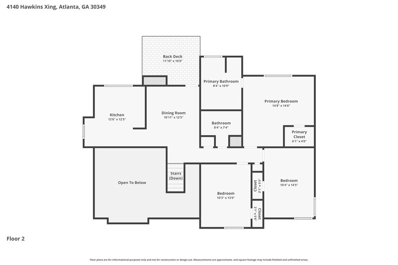 2,215/Mo, 4140 Hawkins Xing Atlanta, GA 30349 Floor Plan View 3