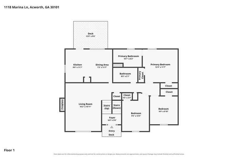 2,220/Mo, 1118 Marina Ln Acworth, GA 30101 Floor Plan View 2