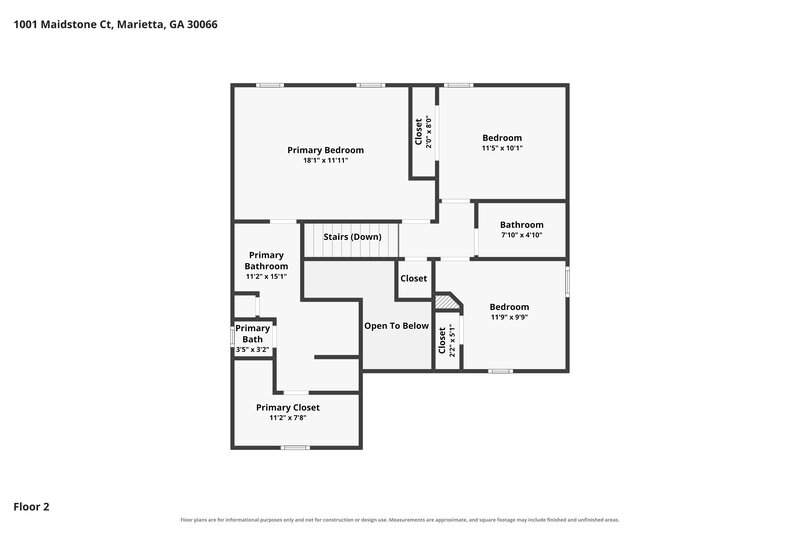 2,210/Mo, 1001 Maidstone Court Marietta, GA 30066 Floor Plan View 2