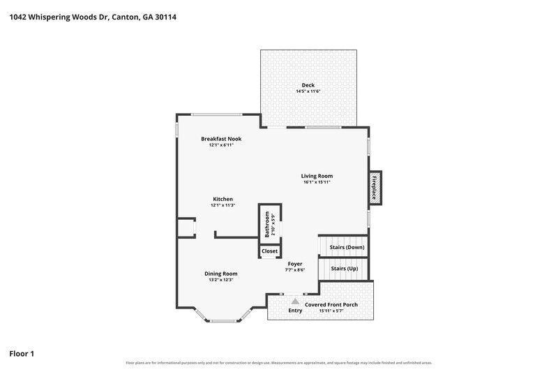 2,040/Mo, 1042 Whispering Woods Drive Canton, GA 30114 Floor Plan View 2