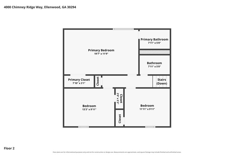 1,705/Mo, 4000 Chimney Ridge Way Ellenwood, GA 30294 Floor Plan View 2