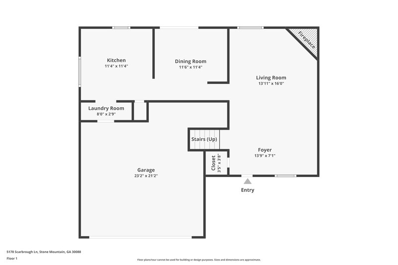 1,685/Mo, 5178 Scarbrough Ln Stone Mountain, GA 30088 Floor Plan View