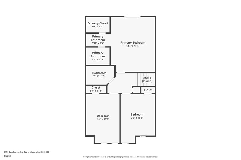1,685/Mo, 5178 Scarbrough Ln Stone Mountain, GA 30088 Floor Plan View 2