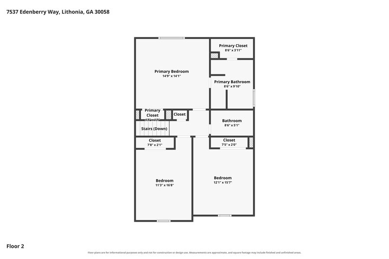 2,160/Mo, 7537 Edenberry Way Lithonia, GA 30058 Floor Plan View 2