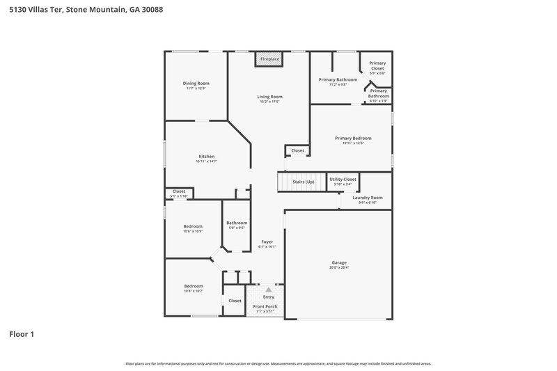 2,395/Mo, 5130 Villas Terrace Stone Mountain, GA 30088 Floor Plan View