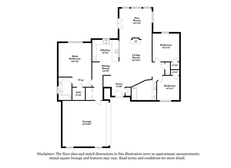 1,735/Mo, 7358 Fernwood Dr Riverdale, GA 30296 Floor Plan View