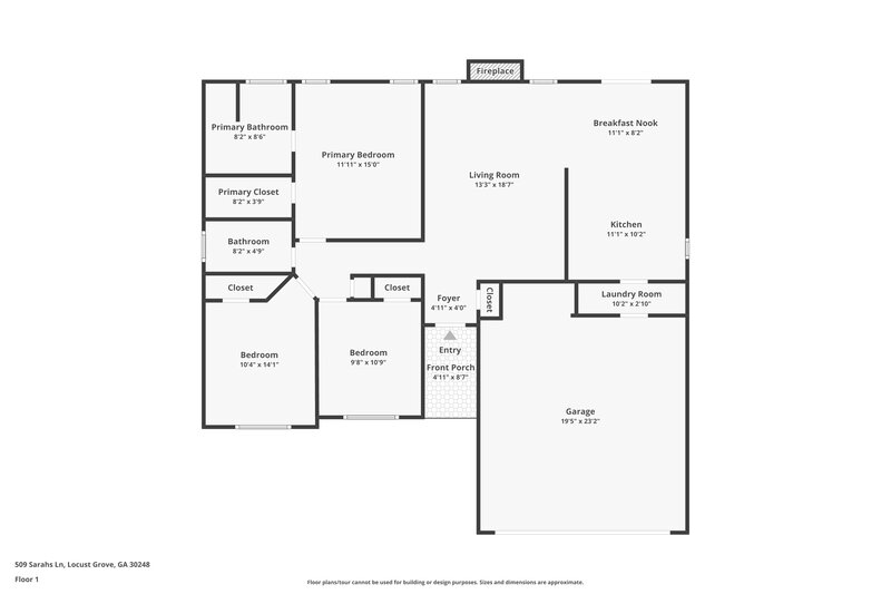 1,645/Mo, 509 Sarahs Ln Locust Grove, GA 30248 Floor Plan View