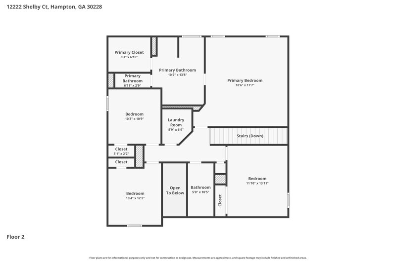 2,315/Mo, 12222 Shelby Ct Hampton, GA 30228 Floor Plan View 2