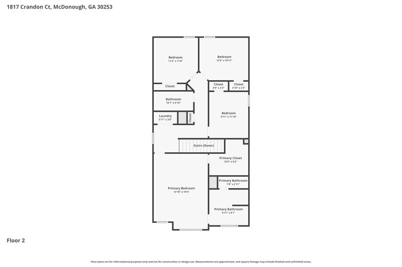 2,270/Mo, 1817 Crandon Ct McDonough, GA 30253 Floor Plan View 2