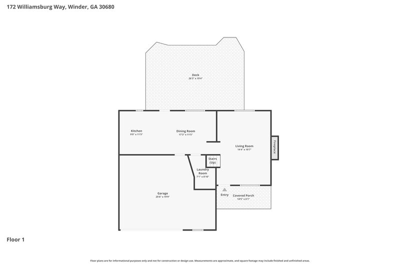 1,940/Mo, 172 Williamsburg Way Winder, GA 30680 Floor Plan View