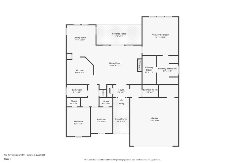 1,830/Mo, 173 Revolutionary Dr Hampton, GA 30228 Floor Plan View