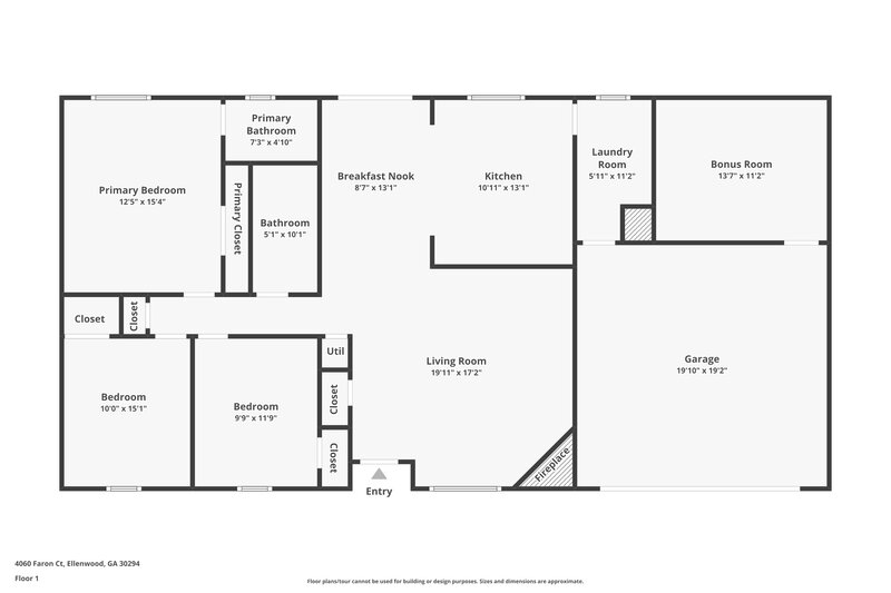 1,785/Mo, 4060 Faron Ct Ellenwood, GA 30294 Floor Plan View