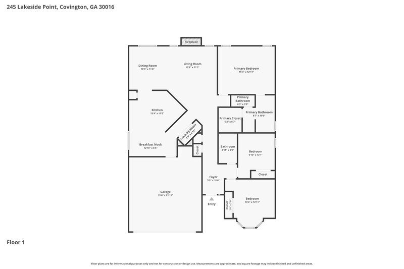 1,775/Mo, 245 Lakeside Point Covington, GA 30016 Floor Plan View
