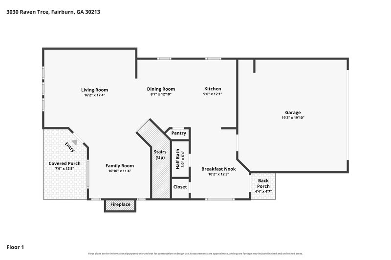 2,000/Mo, 3030 Raven Trace Fairburn, GA 30213 Floor Plan View