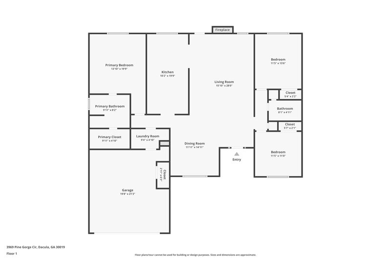 1,970/Mo, 3969 Pine Gorge Cir Dacula, GA 30019 Floor Plan View