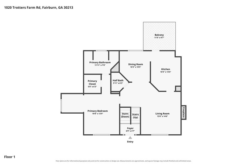 2,030/Mo, 1020 Trotters Farm Rd Fairburn, GA 30213 Floor Plan View