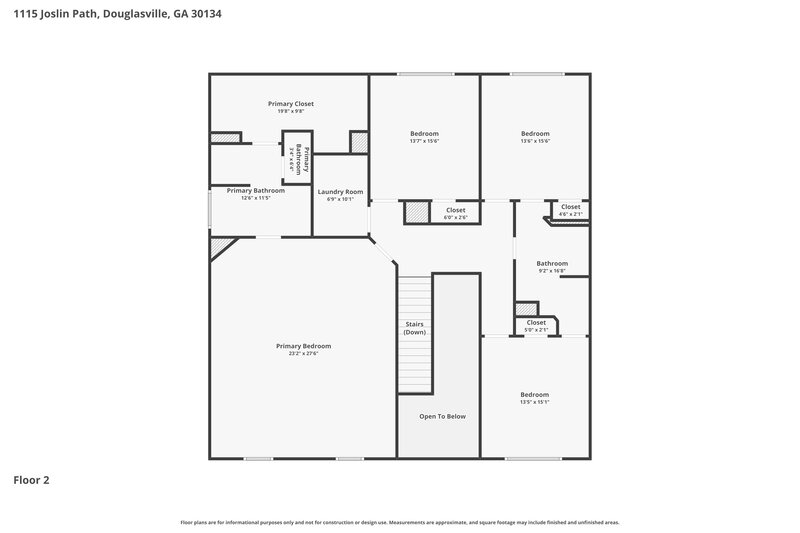2,385/Mo, 1115 Joslin Path Douglasville, GA 30134 Floor Plan View