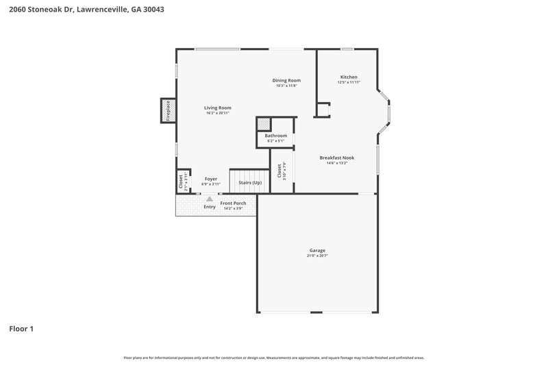 2,215/Mo, 2060 Stoneoak Dr Lawrenceville, GA 30043 Floor Plan View