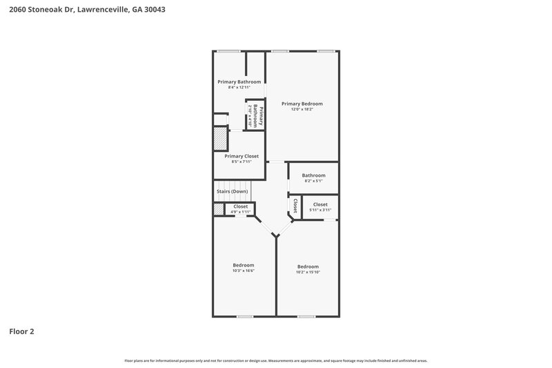 2,215/Mo, 2060 Stoneoak Dr Lawrenceville, GA 30043 Floor Plan View 2