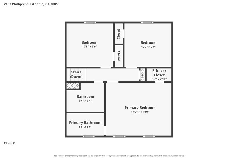 1,865/Mo, 2093 Phillips Rd Lithonia, GA 30058 Floor Plan View 2