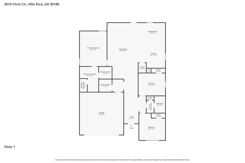 1,795/Mo, 3019 Chris Circle Villa Rica, GA 30180 Floorplan View