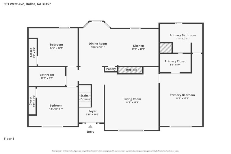 2,315/Mo, 981 West Avenue Dallas, GA 30157 Floor Plan View