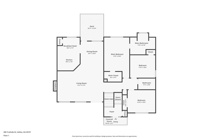 1,890/Mo, 308 Trailside Dr Dallas, GA 30157 Floorplan View 2