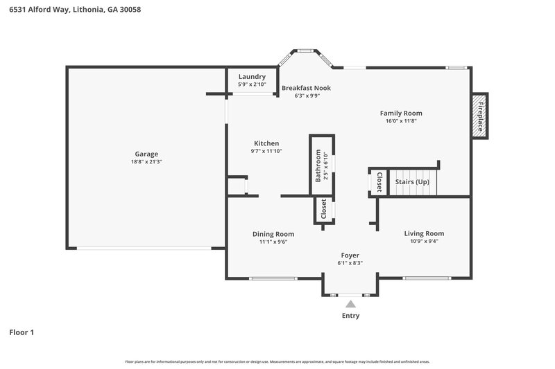 2,060/Mo, 6531 Alford Way Lithonia, GA 30058 Floor Plan View