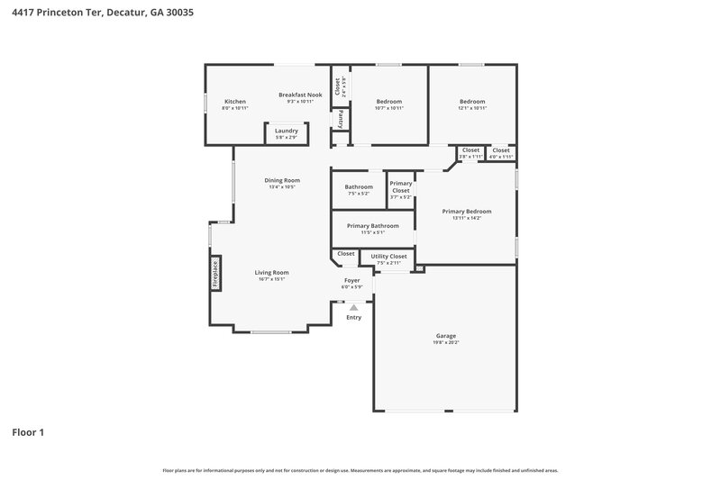 1,845/Mo, 4417 Princeton Ter Decatur, GA 30035 Floor Plan View