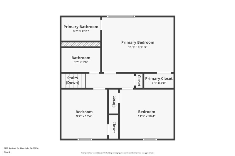 1,770/Mo, 6207 Radford Dr Riverdale, GA 30296 Floorplan View 2